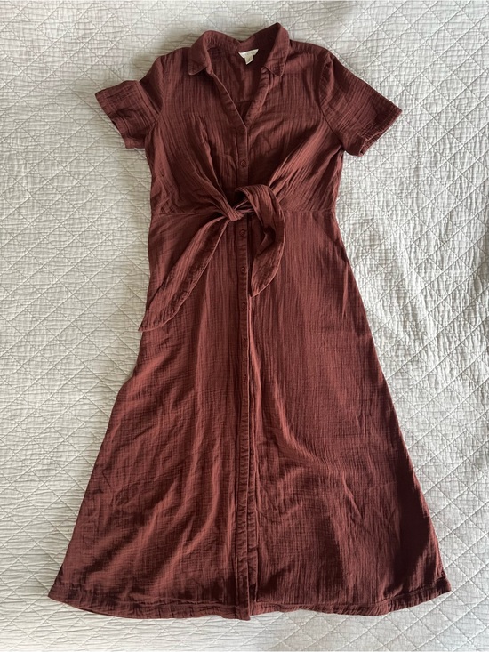 Caslon Dresses & Skirts - Caslon Rust Tie-Front Midi Shirt Dress